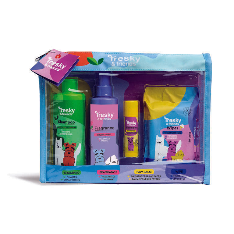 SET REGALO 4 PIEZAS(CHAMPU,SPRAY, CALMANTE,BALSAMO,TOALLITAS)