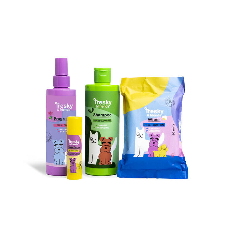 SET REGALO 4 PIEZAS(CHAMPU,SPRAY, CALMANTE,BALSAMO,TOALLITAS)