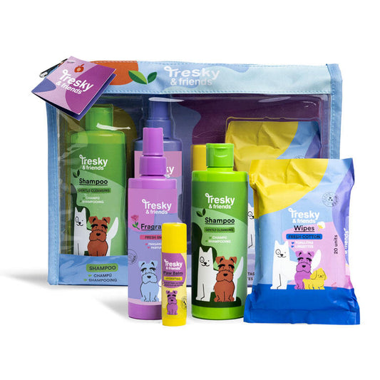 SET REGALO 4 PIEZAS(CHAMPU,SPRAY, CALMANTE,BALSAMO,TOALLITAS)