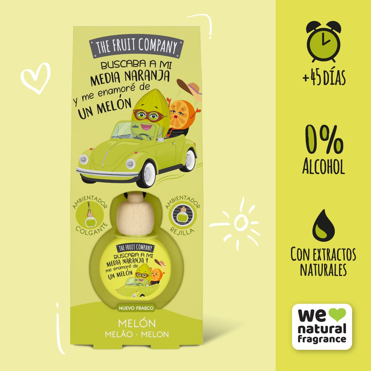 AMBIENTADOR COCHE COLGANTE CON PINZA MELÓN