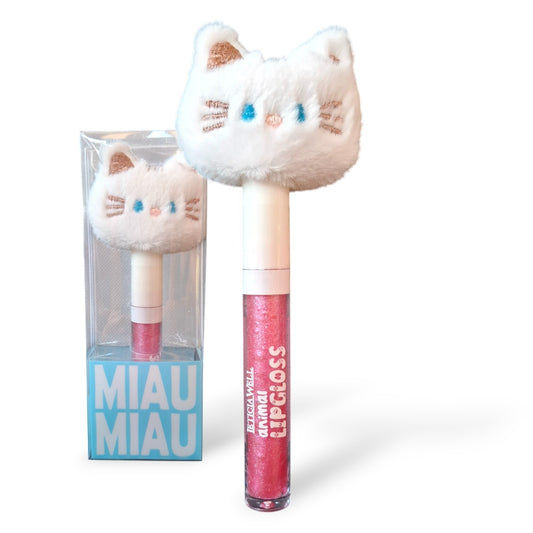 LIP GLOSS BRILLO PELUCHES ANIMALES GATITO BLANCO
