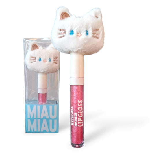 LIP GLOSS BRILLO PELUCHES ANIMALES GATITO BLANCO