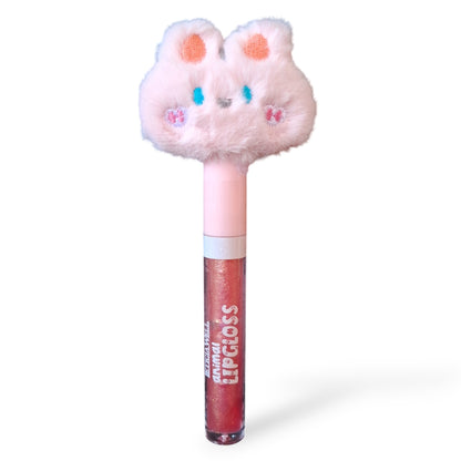 LIP GLOSS BRILLO PELUCHES ANIMALES - GATITO ROSA