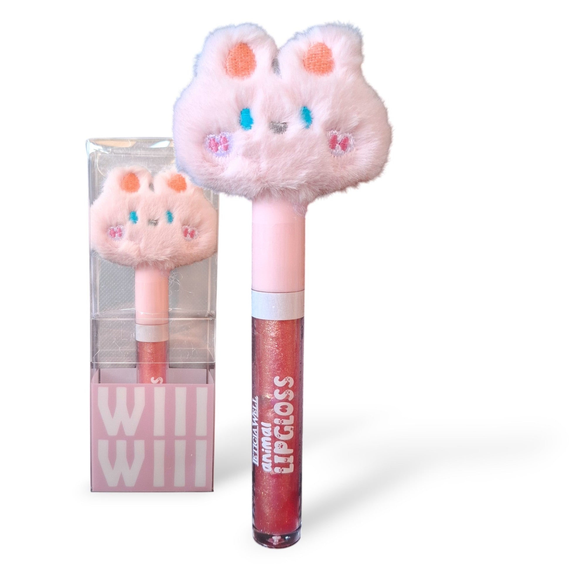 LIP GLOSS BRILLO PELUCHES ANIMALES - GATITO ROSA