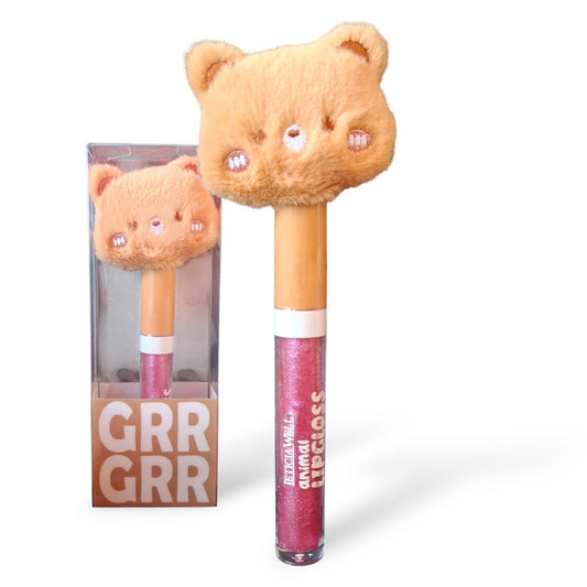 LIP GLOSS BRILLO PELUCHES ANIMALES - OSO MARRON